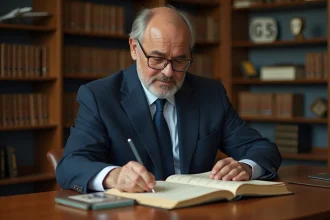 Archiviste examinant un carnet de vol Concorde vintage