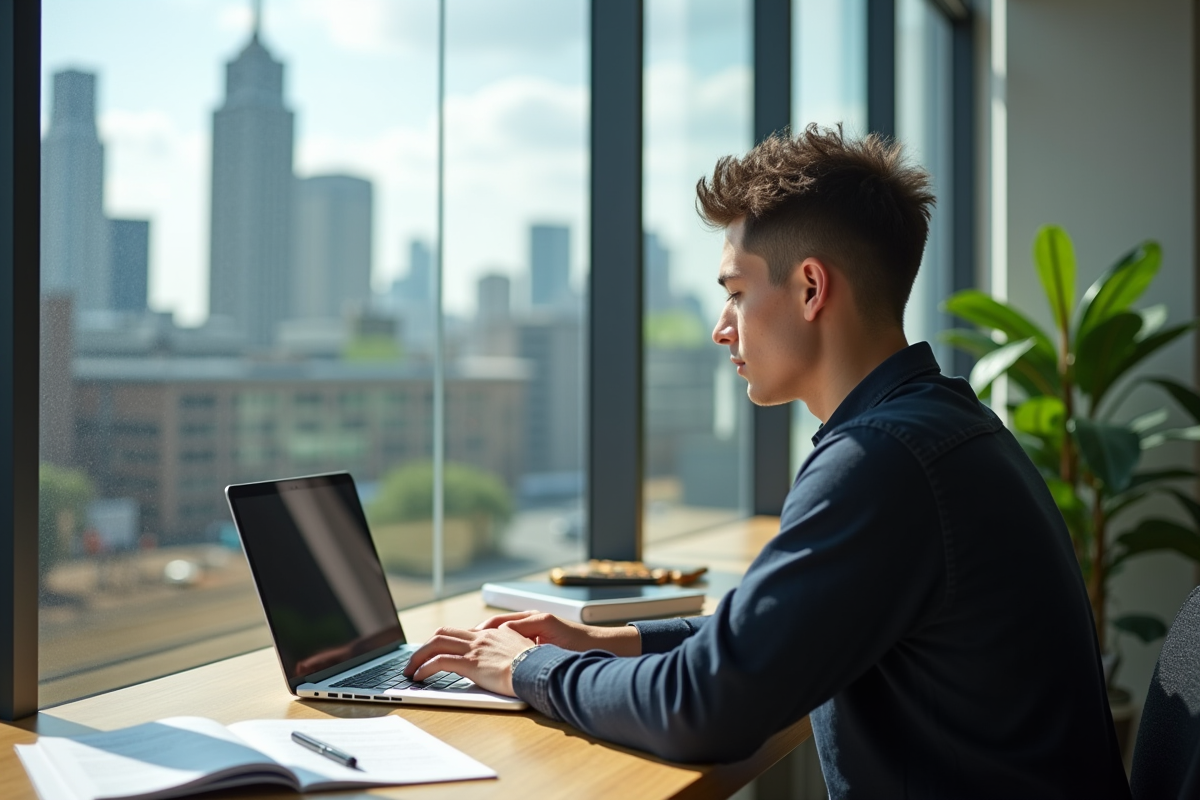 Jeune professionnel dans un espace de coworking à Londres