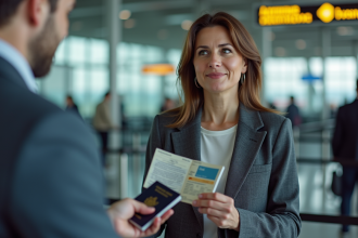 Femme d'âge moyen à l'immigration en France avec visa