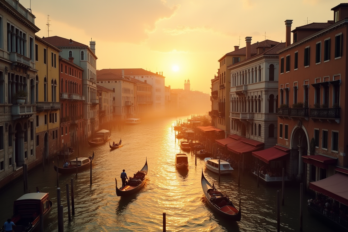 Lever de soleil sur le Grand Canal de Venise au matin