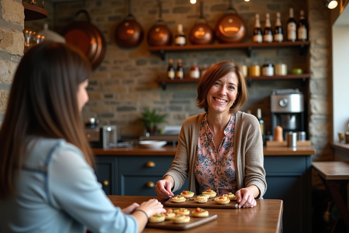 Femme espagnole servissant des pintxos dans une venta traditionnelle